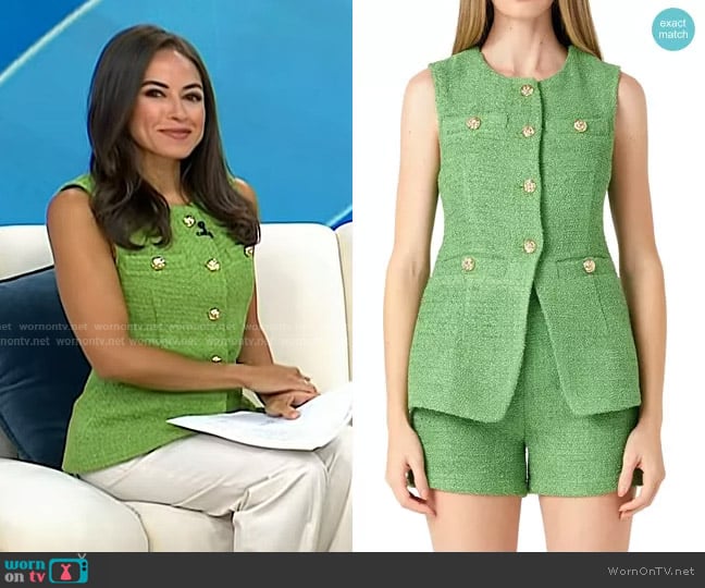 Endless Rose Tweed Buttoned Long Split Jacket worn by Kaylee Hartung on Today