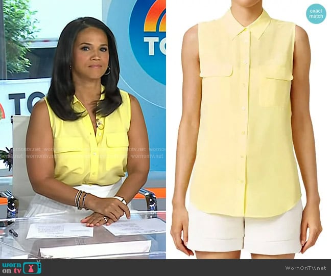Equipment Slim Signature Shirt worn by Laura Jarrett on Today