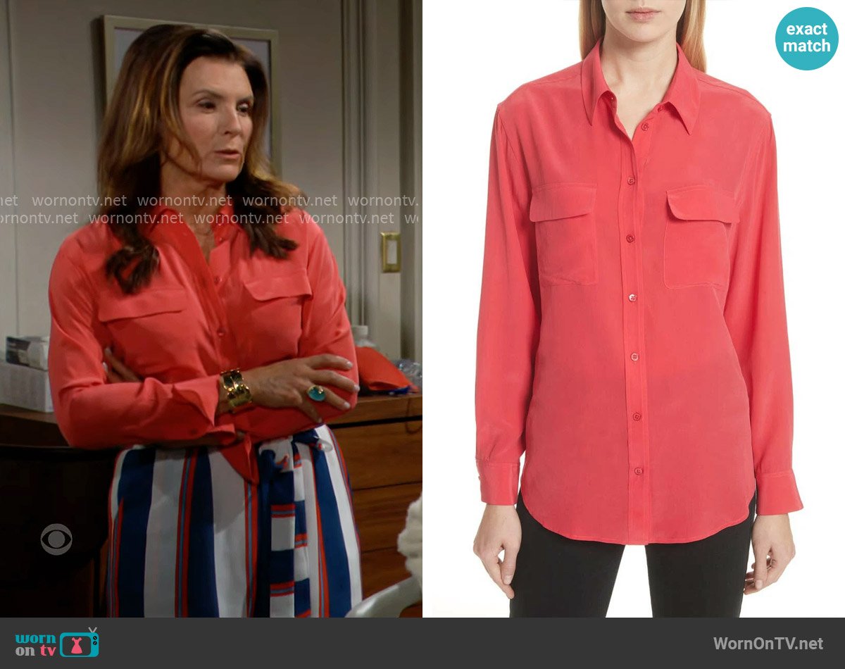 Equipment Slim Signature Shirt worn by Sheila Carter (Kimberlin Brown) on The Bold and the Beautiful