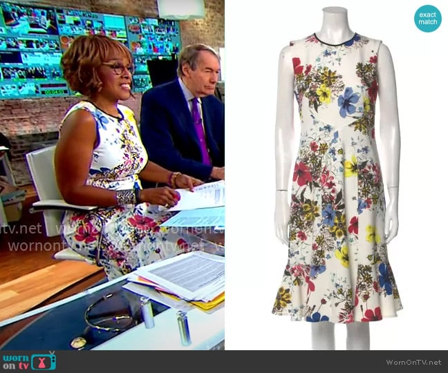 Erdem Floral Print Midi Dress worn by Gayle King on CBS Mornings