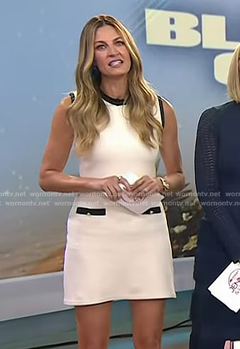 Erin Andrews' white contrast trim mini dress on Today