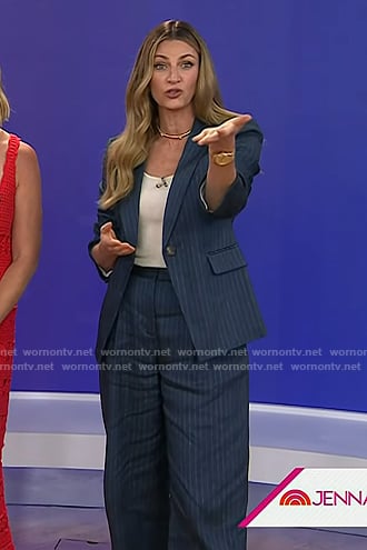 Erin Andrews’s navy pinstripe suit on Today