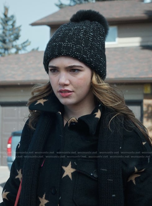 Erin's black star print jacket on My Life with the Walter Boys