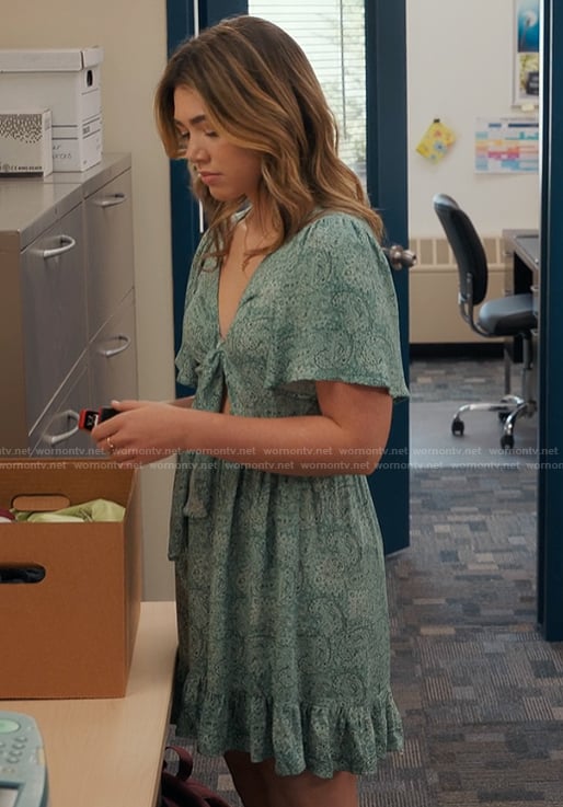 Erin’s printed tie front dress on My Life with the Walter Boys