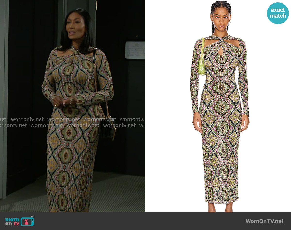 Etro Long Sleeve Dress worn by Dana 'Leslie' Thomas (Trisha Mann-Grant) on Beyond the Gates