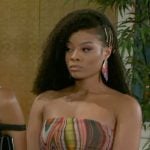 Eva’s marble print mini dress on Beyond the Gates