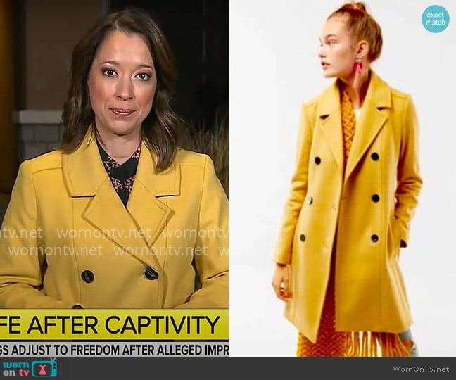 Express Wool Trench Coat worn by Mireya Villarreal on CBS Mornings