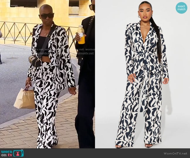 Fashion Nova Ceo Vibes Print Pant Set in Black combo worn by Guerdy Abraira (Guerdy Abraira) on The Real Housewives of Miami