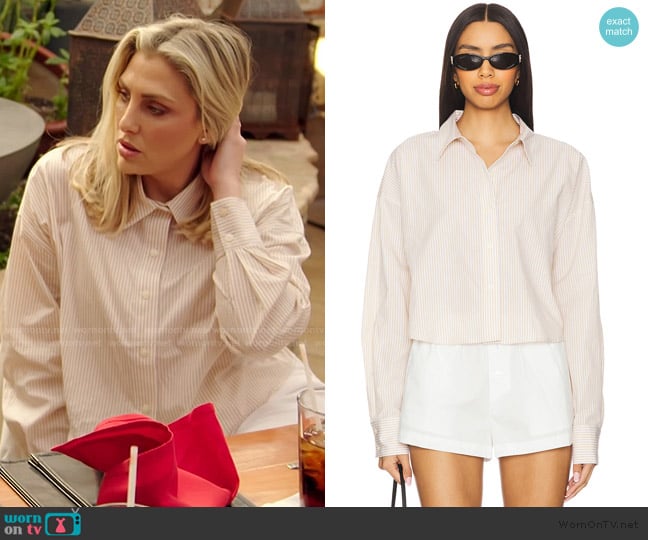 Favorite Daughter Crop Ex-Boyfriend Shirt worn by Gina Kirschenheiter on The Real Housewives of Orange County