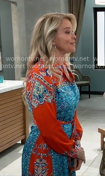 Felicia’s red and blue printed dress on General Hospital