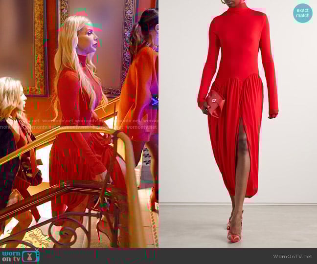 Ferragamo Asymmetric Gathered Stretch-jersey Turtleneck Dress worn by Alexia Echevarria (Alexia Echevarria) on The Real Housewives of Miami