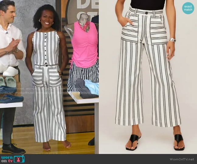 Fifteen Twenty Rylee Wide Leg Crop Pants worn by Janai Norman on Good Morning America