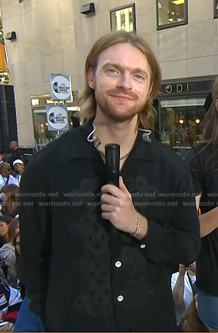 Finneas’s black embroidered shirt on Today