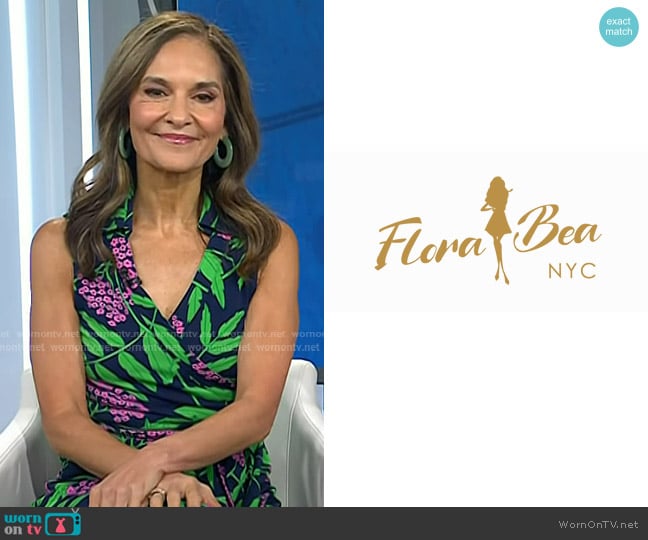 Flora Bea NYC Floral Silk Dress in Green worn by Joy Bauer on Today