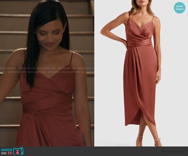 Forever New Amanda Drape Midi Dress worn by Jackie Howard (Nikki Rodriguez) on My Life with the Walter Boys