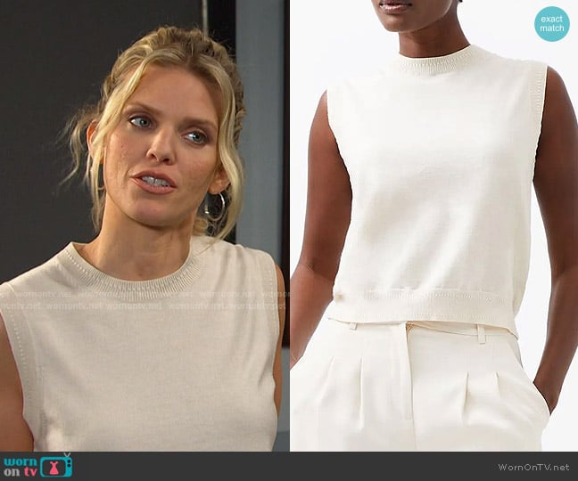French Connection Cosysoft Sleeveless Sweater in Classic Cream worn by Catherina Greene (AnnaLynne McCord) on Days of our Lives