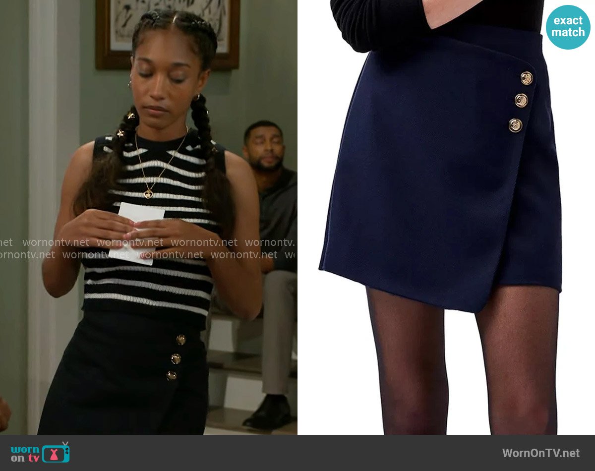 French Connection Florence Twill Skirt worn by Samantha Richardson (Najah Jackson) on Beyond the Gates