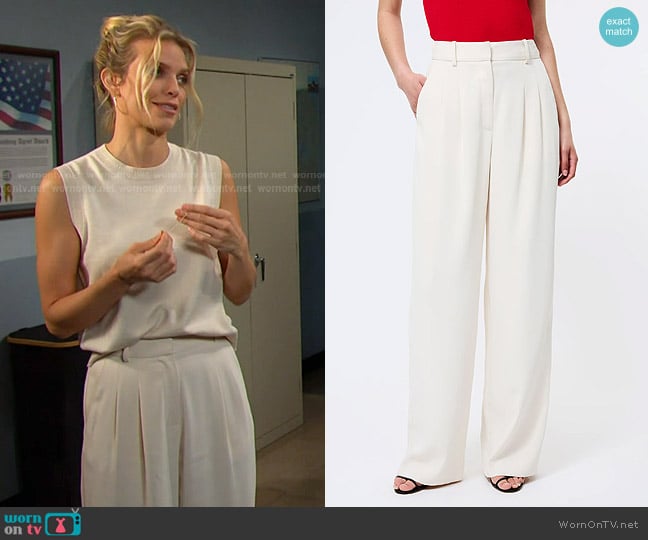 French Connection Harry Suiting Trousers in Classic Cream worn by Catherina Greene (AnnaLynne McCord) on Days of our Lives