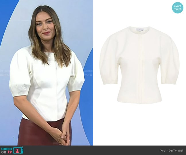 Gabriela Hearst Waverly Top in Ivory Recycled Wool worn by Maria Sharapova on Today