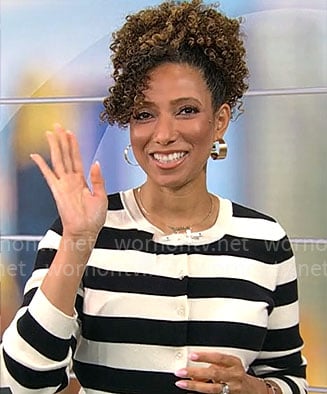 Gabrielle Kerr's striped cardigan on CBS Mornings