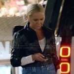 Galyna’s black crinkle jacket and jeans on The McBee Dynasty Real American Cowboys