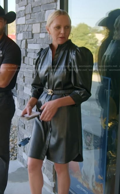 Galyna’s black leather shirtdress on The McBee Dynasty Real American Cowboys
