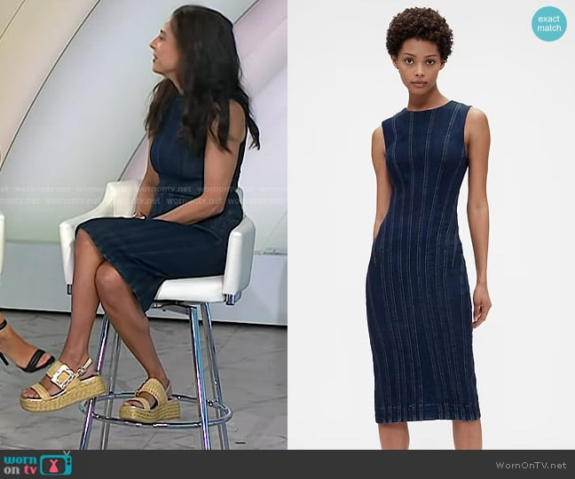 GapStudio Seamed Denim Midi Dress in Dark Wash worn by Jacqui Gifford on Today