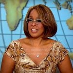 Gayle King’s brown snakeskin print dress on CBS Mornings