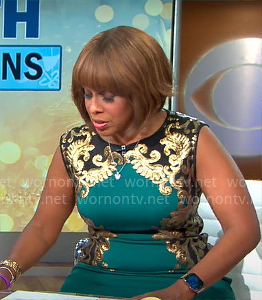 Gayle King's green and gold dress on CBS Mornings