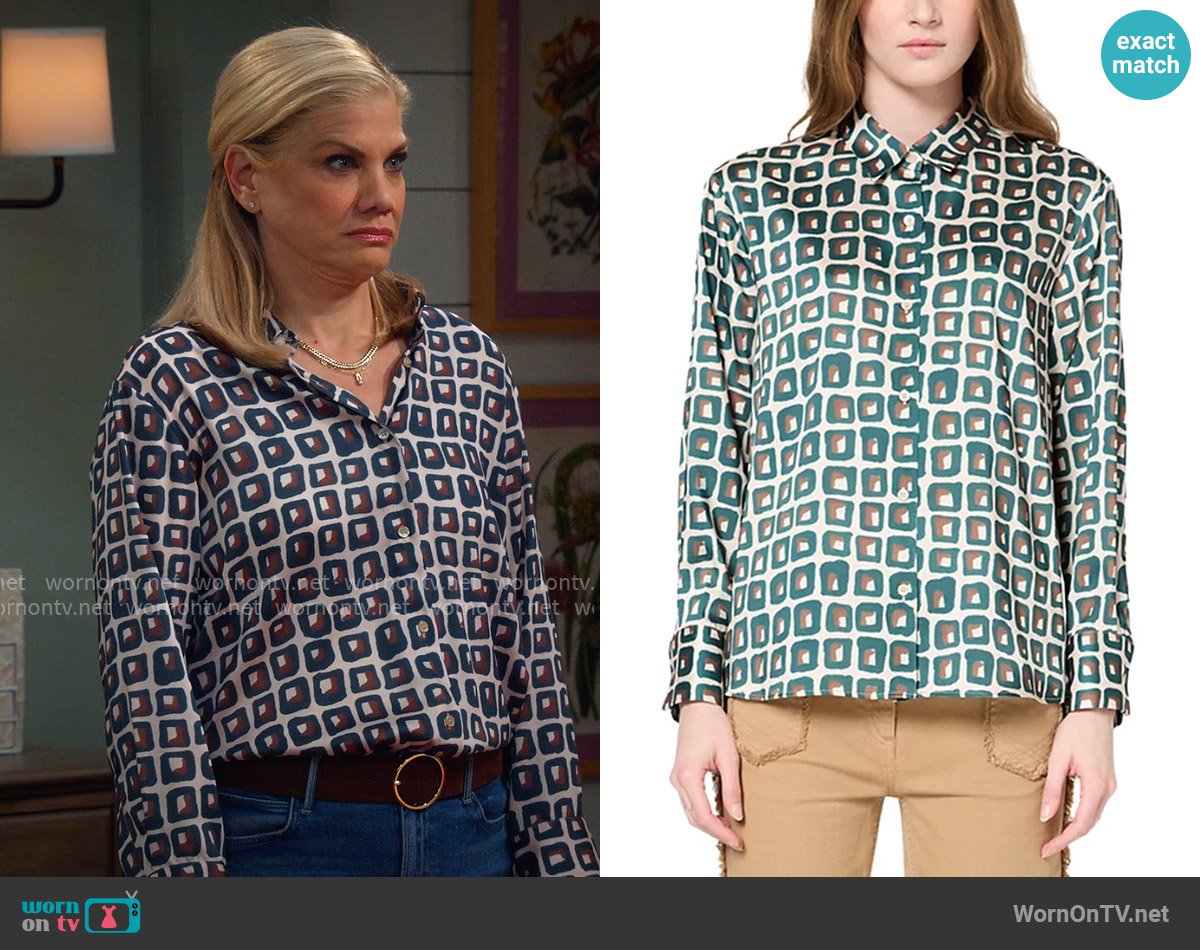 Gerard Darel Umaya Shirt worn by Carol (Kristen Johnston) on Leanne