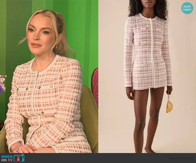 Giambattista Valli Tailored Cotton Boucle Jacket worn by Lindsay Lohan on Access Hollywood