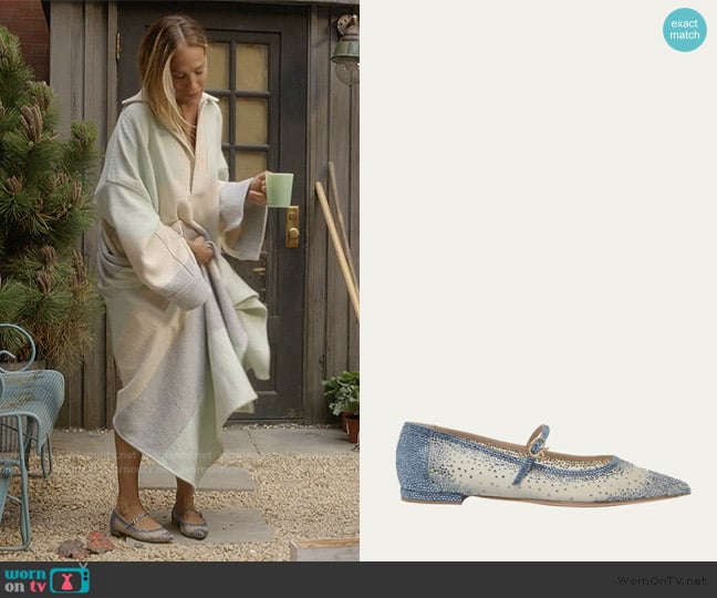 Gianvito Rossi Strass Organza Mary Jane Ballerina Flats worn by Carrie Bradshaw (Sarah Jessica Parker) on And Just Like That
