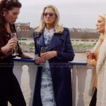 Gina’s blue printed jacket and jeans on The Real Housewives of Orange County