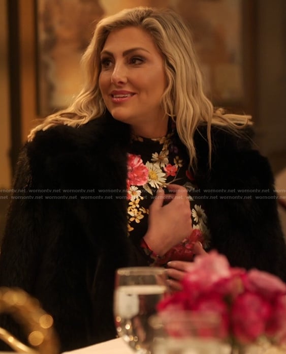 Gina's black floral print mini dress on The Real Housewives of Orange County