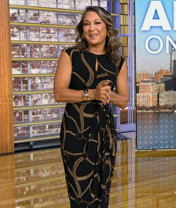 Ginger’s black buckle print dress on Good Morning America