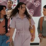 Grace’s pink jumpsuit and check print bag on My Life with the Walter Boys