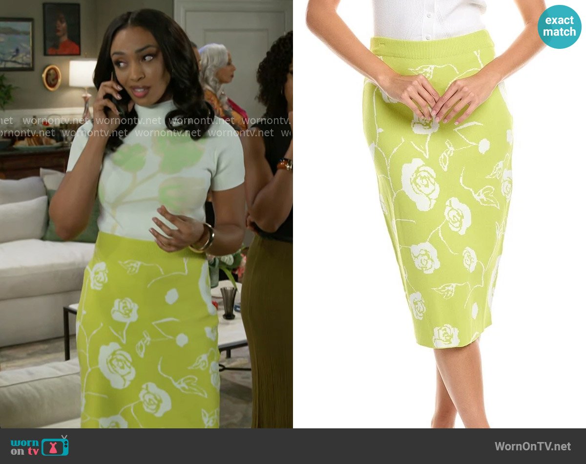 Gracia Floral Knit Skirt worn by Madison Montgomery (Kenjah) on Beyond the Gates
