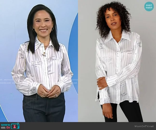 Gravitas Kamala Oversized Button Down Top worn by Vicky Nguyen on Today