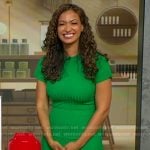 Milly’s green ribbed ruffle hem dress on Good Morning America