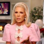 Gretchen’s pink bow confessional dress on The Real Housewives of Orange County