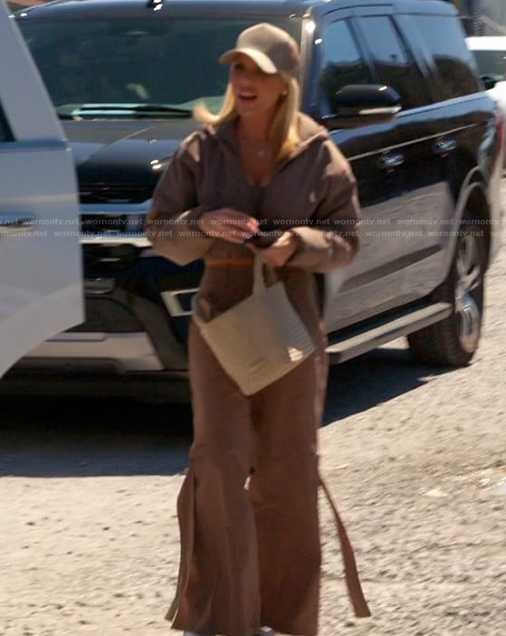 Gretchen's cropped jacket and tie pants on The Real Housewives of Orange County