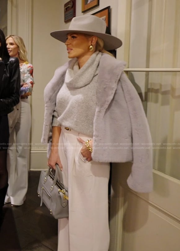 Gretchen's gray fur jacket on The Real Housewives of Orange County