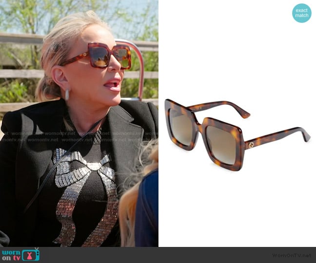 Gucci 57MM Square Sunglasses worn by Shannon Beador on The Real Housewives of Orange County