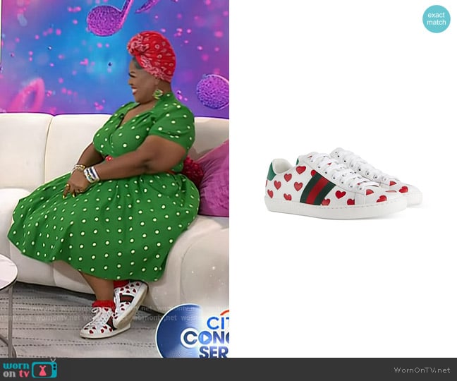 Gucci Ace Heart Detail Lace Up Sneakers worn by Cheryl Porter on Today