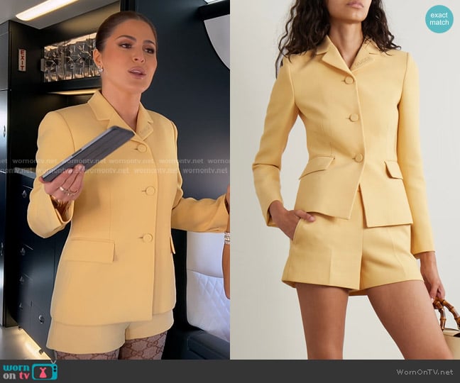 Gucci Embroidered grain de poudre Wool Blazer and Shorts worn by Stephanie Shojaee (Stephanie Shojaee) on The Real Housewives of Miami