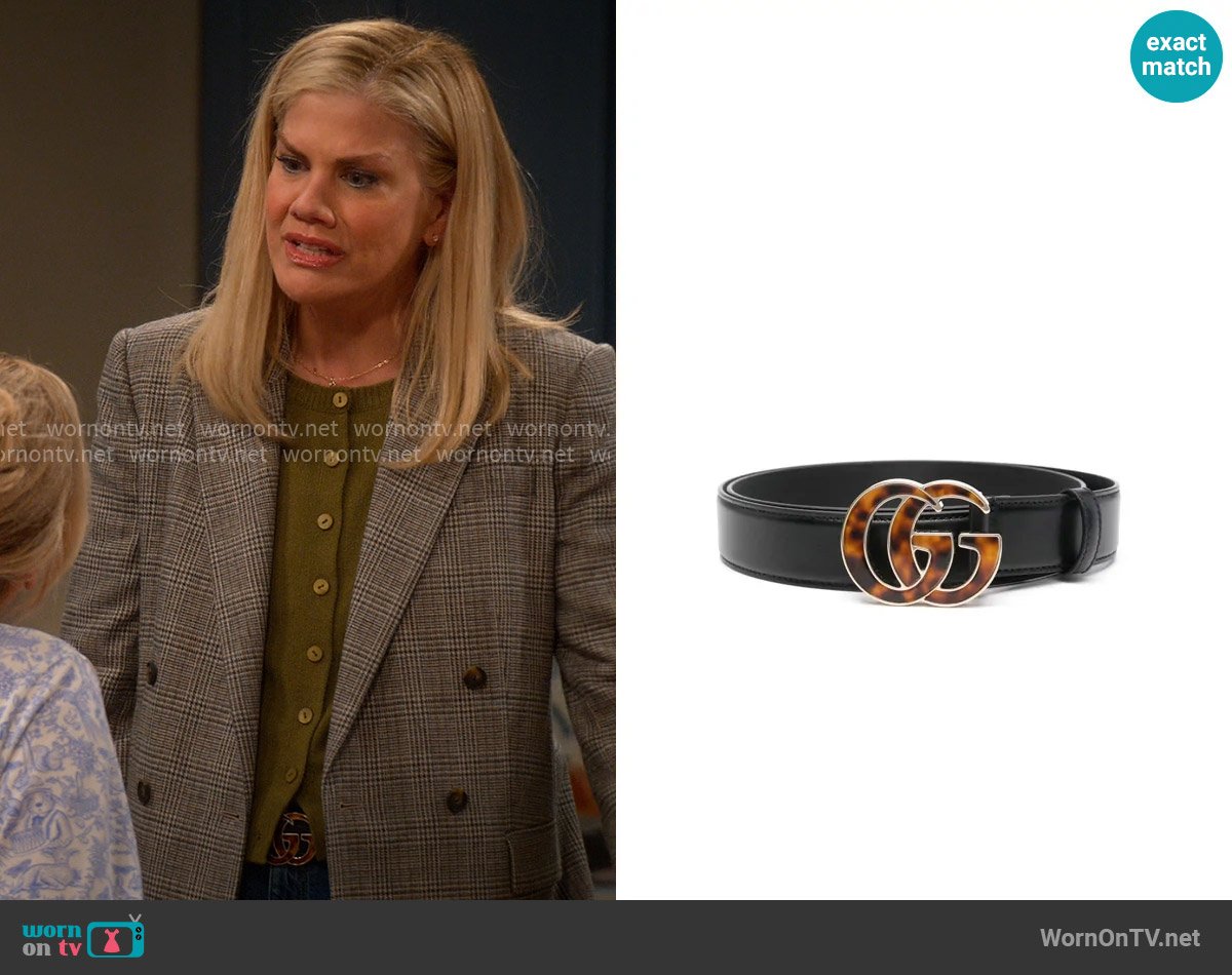 Gucci GG Marmont leather belt worn by Carol (Kristen Johnston) on Leanne