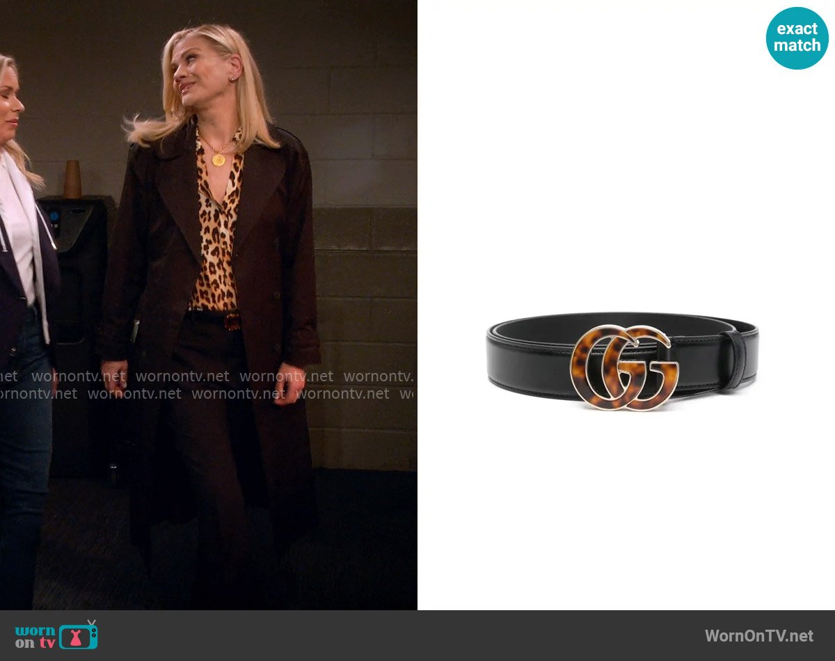 Gucci GG Marmont leather belt worn by Carol (Kristen Johnston) on Leanne