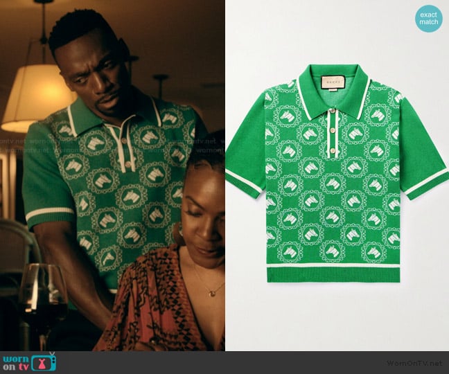 Gucci Jacquard-Knit Cotton Polo Shirt worn by Pastor Ezekiel (Daniel J. Watts) on The Chi
