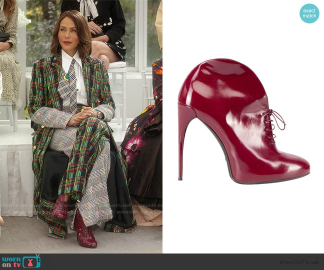 Gucci Plum Leather Kim Lace Up Ankle Booties worn by Lisa Todd Wexley (Nicole Ari Parker) on And Just Like That
