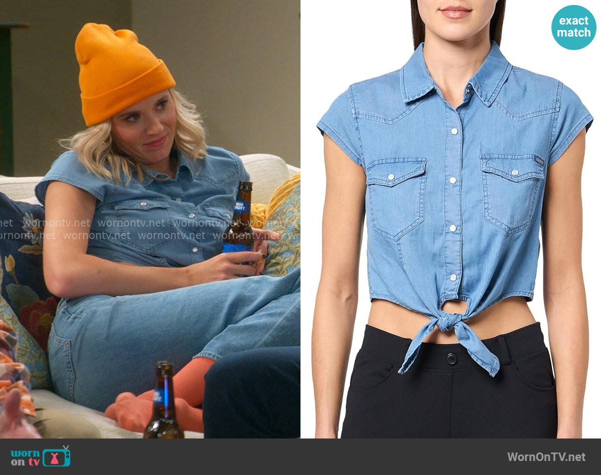 Guess Classic Western Tie Hem Shirt worn by Josie Murphy (Hannah Pilkes) on Leanne